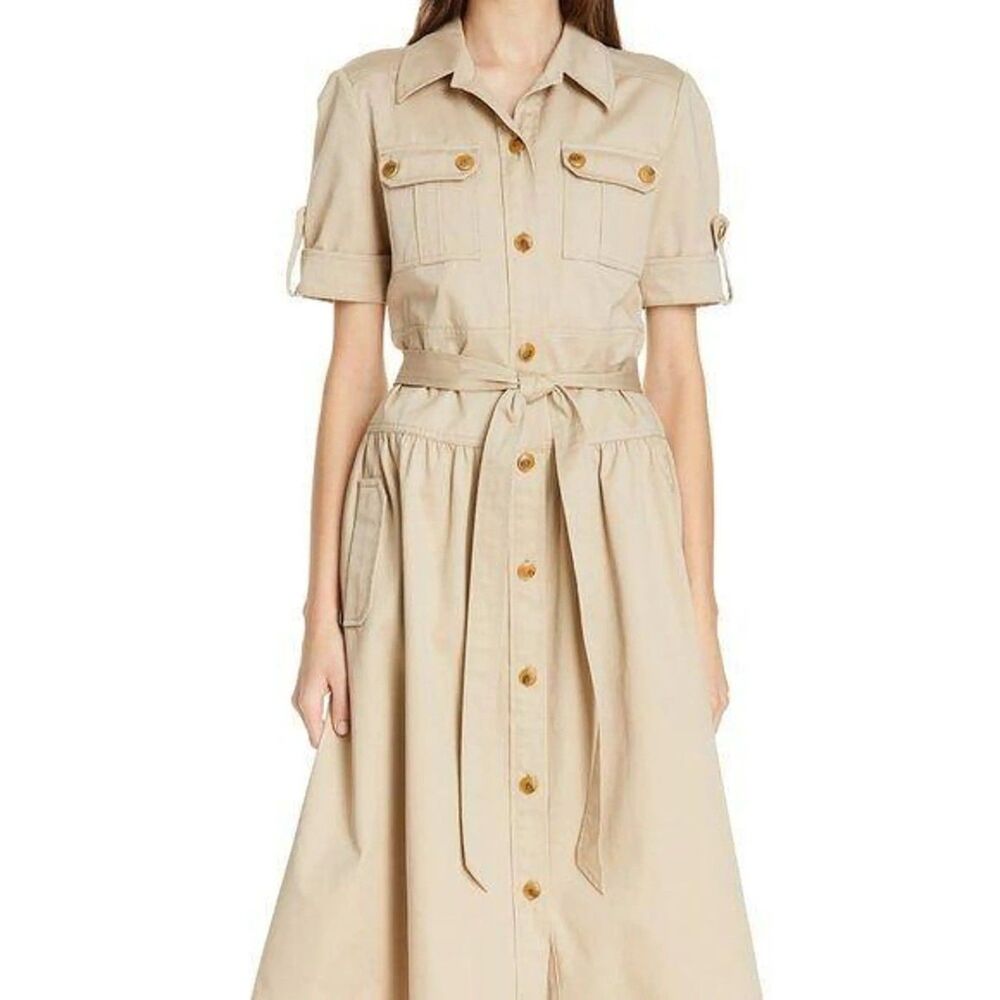 Tory Burch Tan Khaki Safari Utility Shirt Dress Size 2